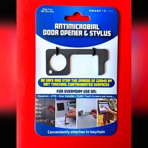 Zinc Antimicrobial, button pusher door opener, stylus, fits keychain!